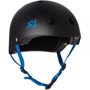 Skateboard helmet S-One LIFER BLACK MATTE CYAN STRAPS 2024 